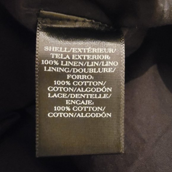 Ann Taylor Linen Crochet Eyelet Lace Sheath Dress Black Size Extra Small Petite - Picture 6 of 8